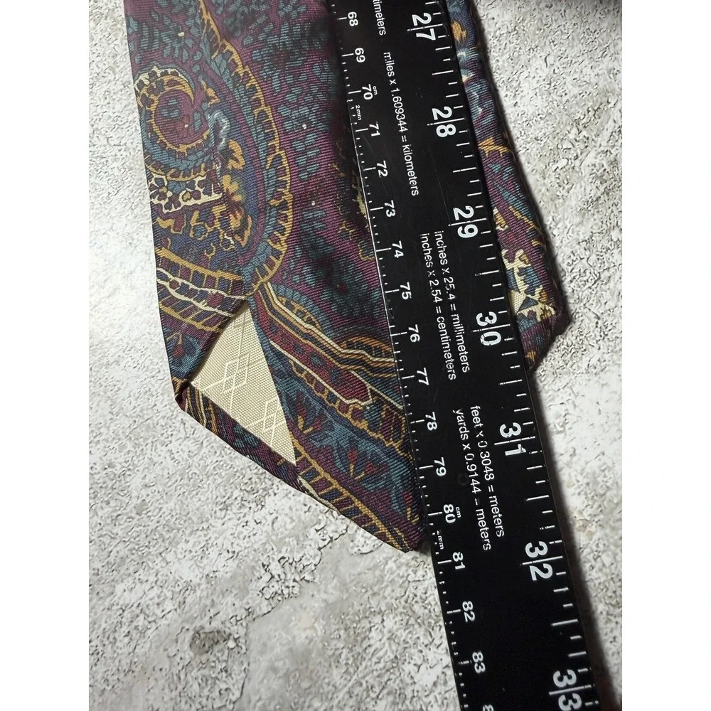 Pierre Balmain Italian Silk Tie Mens OS Purple Paisley Necktie X-Long Vintage
